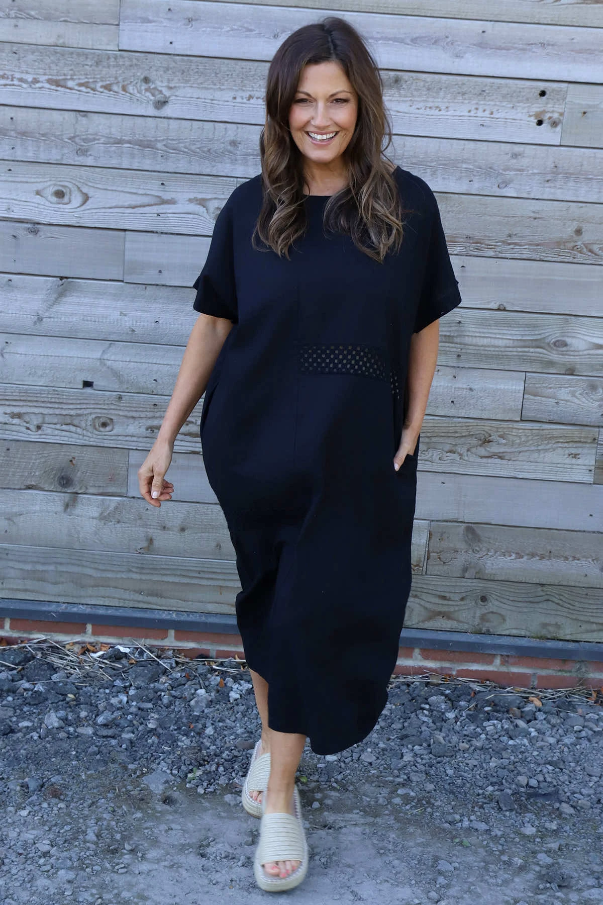 Felicia Crochet Detail Linen Dress Black 4 Felicia Crochet Detail Linen Dress Black - Image 2