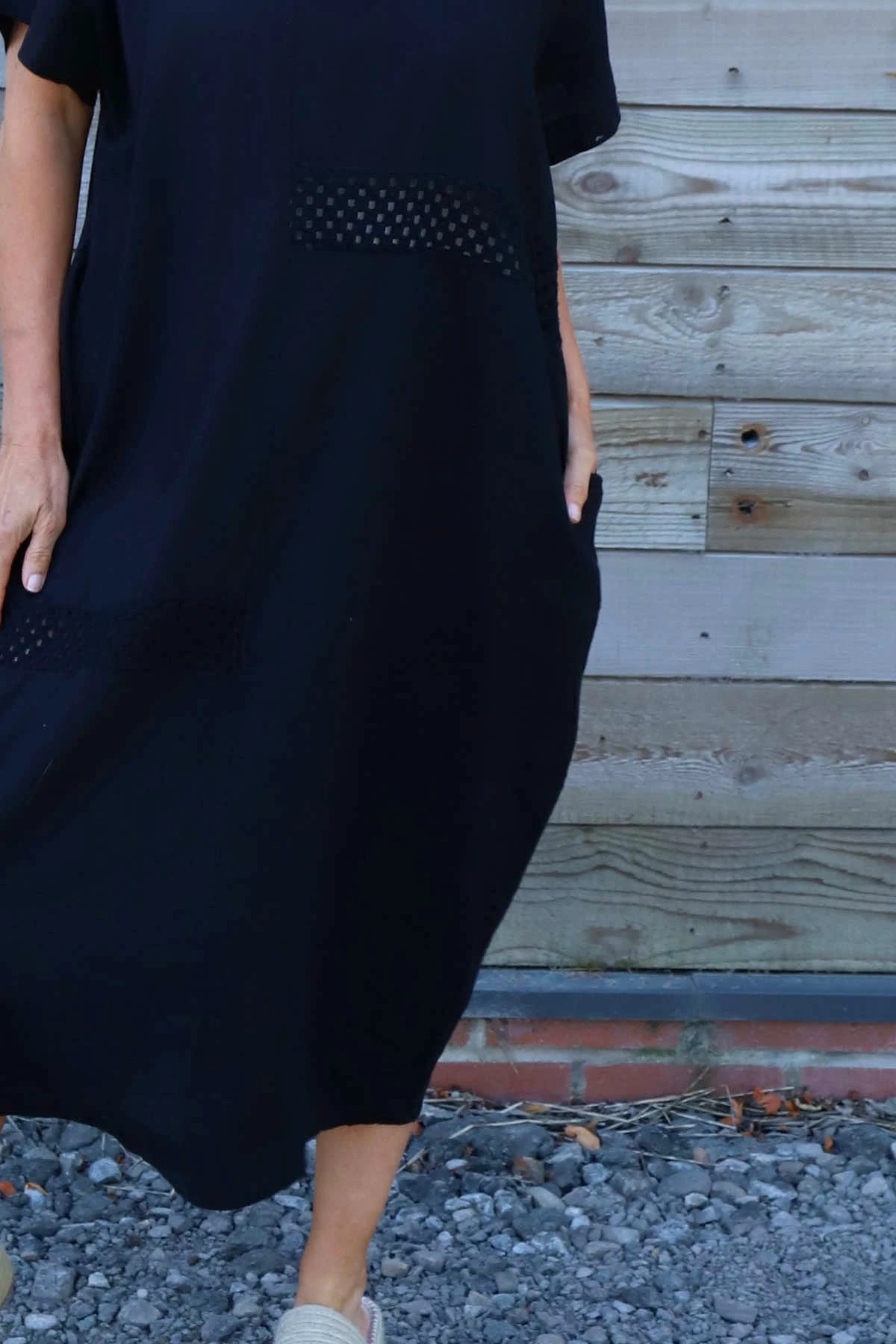 Felicia Crochet Detail Linen Dress Black 5 Felicia Crochet Detail Linen Dress Black - Image 3