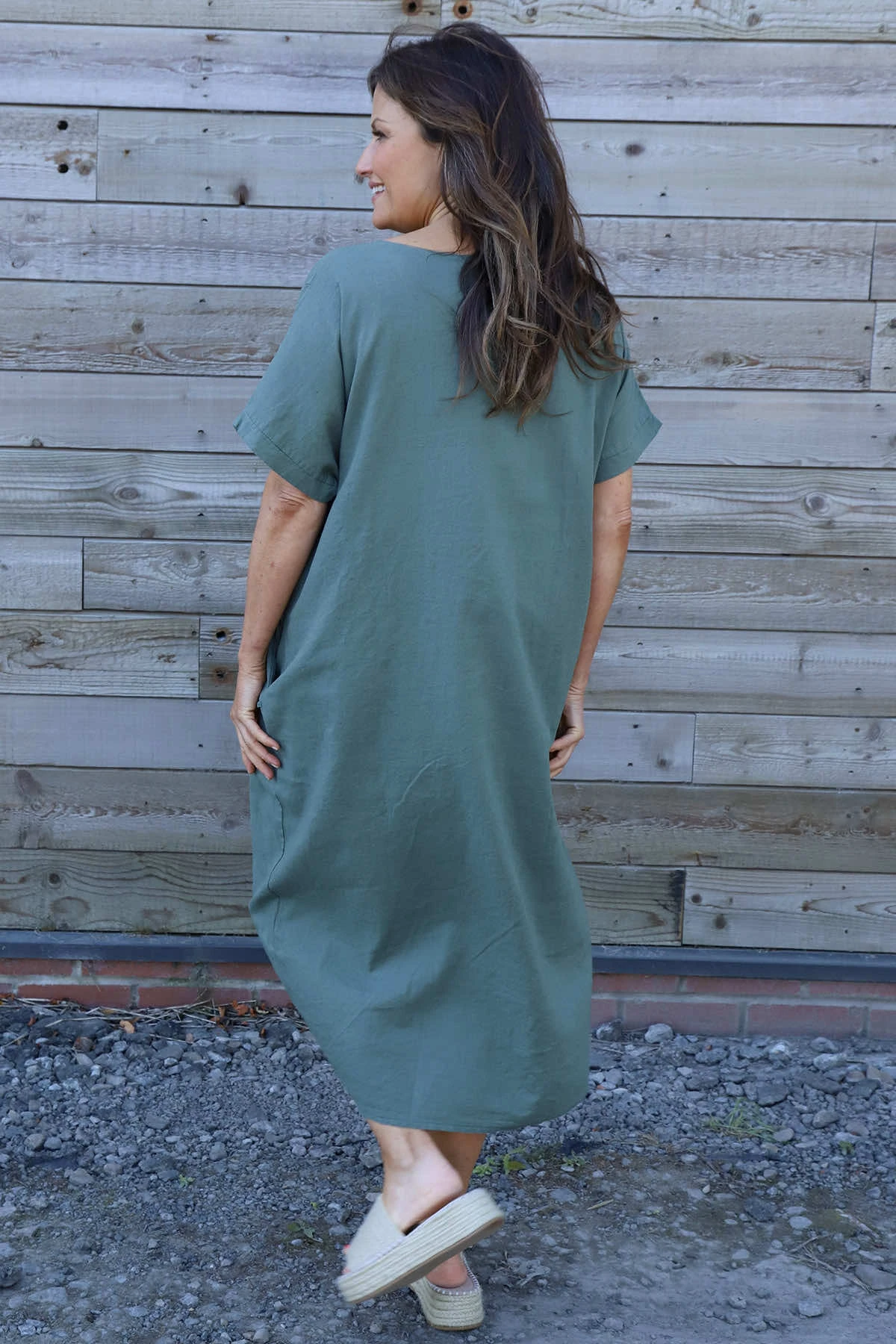 Felicia Crochet Detail Linen Dress Khaki 6 Felicia Crochet Detail Linen Dress Khaki - Image 4