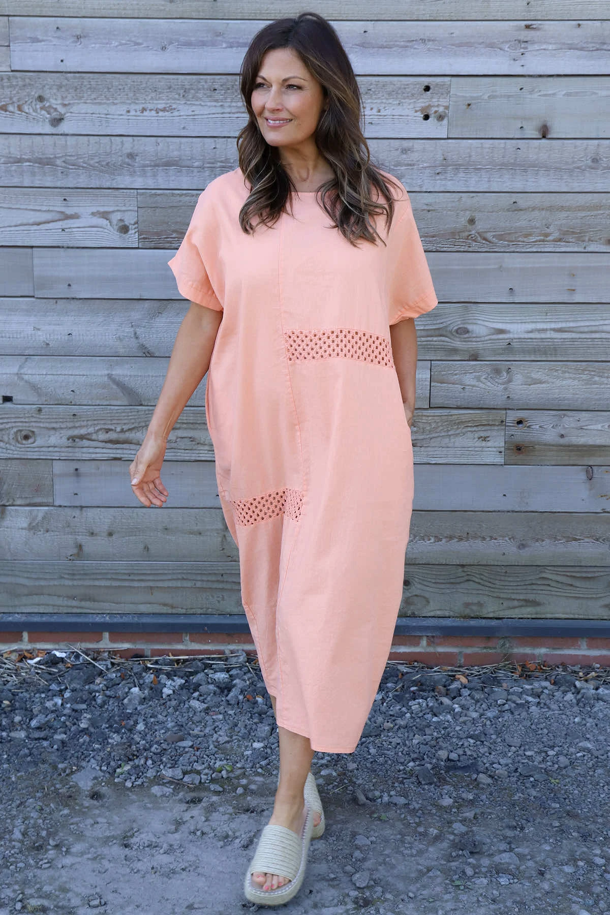 Felicia Crochet Detail Linen Dress Orange 4 Felicia Crochet Detail Linen Dress Orange - Image 2