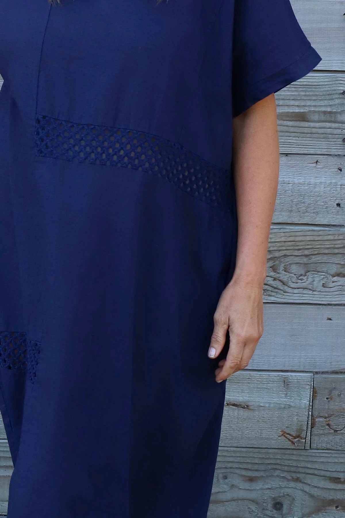 Felicia Crochet Detail Linen Dress Navy 5 Felicia Crochet Detail Linen Dress Navy - Image 3