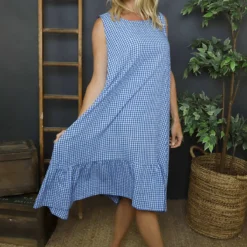 Imani Sleeveless Gingham Dress Cobalt 8 Imani Sleeveless Gingham Dress Cobalt -Kitandkaboodal Store IMG 6986 49f862a0 ebba 41ae a7ea acde34f5b60f
