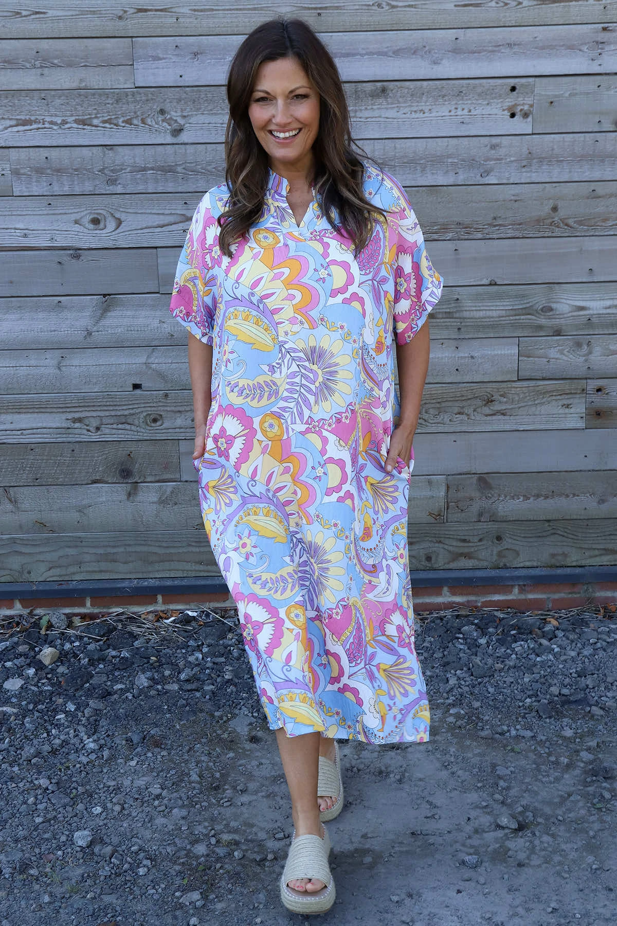 Zuri Psychedelic Print Dress Light Blue 3 Zuri Psychedelic Print Dress Light Blue