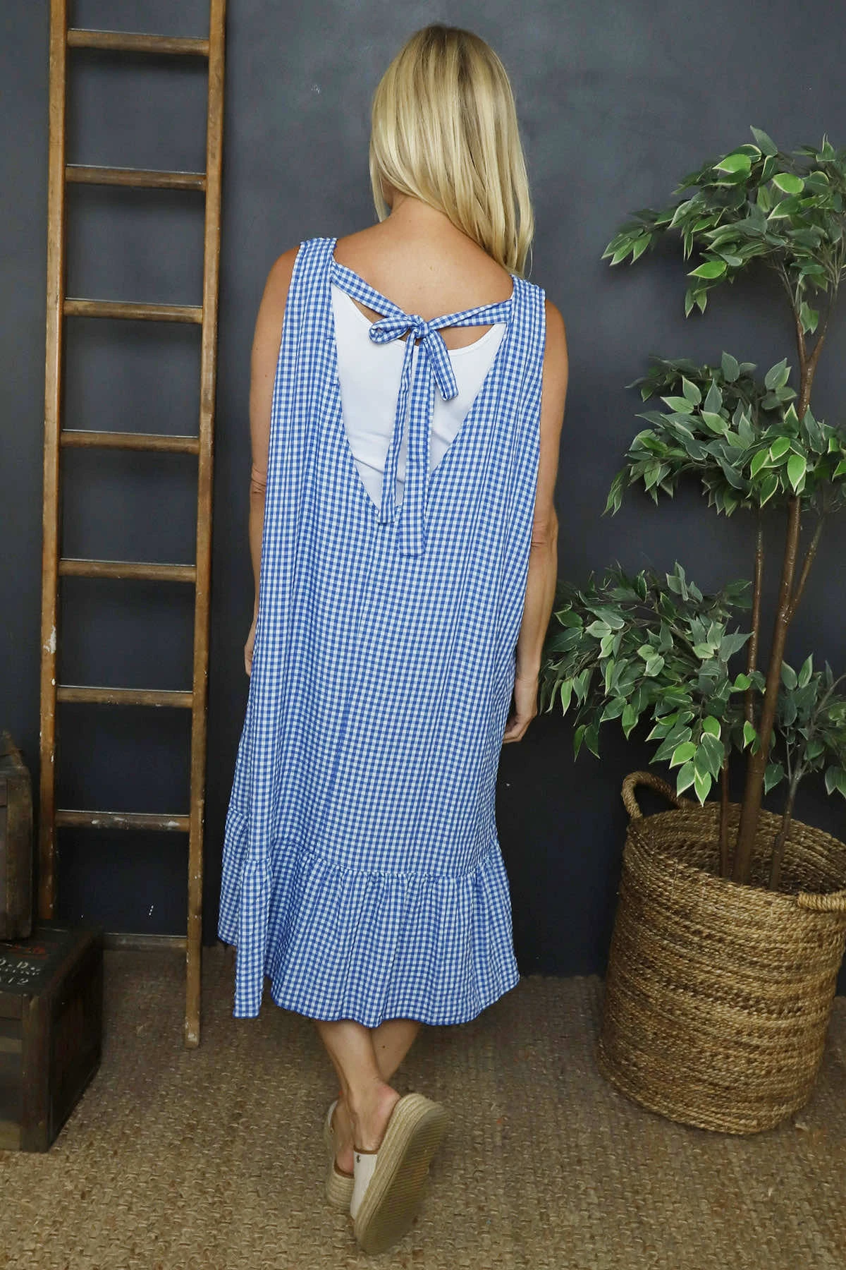 Imani Sleeveless Gingham Dress Cobalt 6 Imani Sleeveless Gingham Dress Cobalt - Image 4