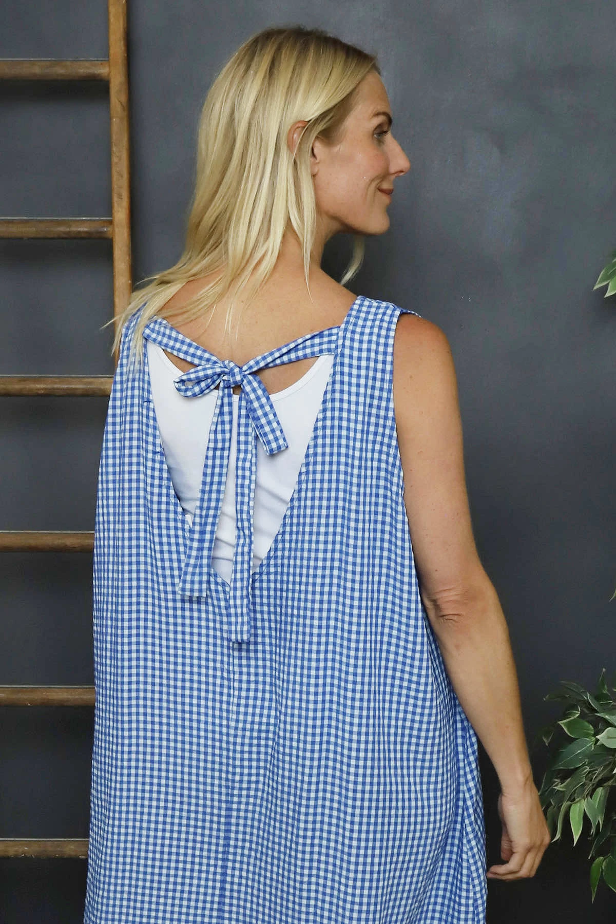 Imani Sleeveless Gingham Dress Cobalt 4 Imani Sleeveless Gingham Dress Cobalt - Image 2