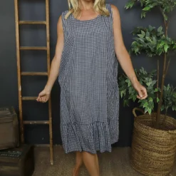Imani Sleeveless Gingham Dress Navy -Kitandkaboodal Store IMG 7006 898d9e7c 648b 4119 9c8e b69a2cd0bc45