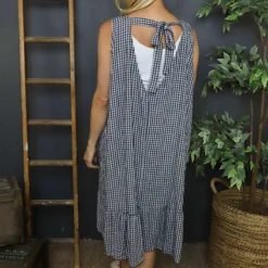 Imani Sleeveless Gingham Dress Navy -Kitandkaboodal Store IMG 7015 98d7438a b324 4670 b163 58b078c292ab