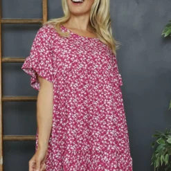 Pamber Ditsy Print Tunic Fuchsia -Kitandkaboodal Store IMG 7044 5dd6c516 9f4d 4fbd b4bd ebdaf3c658a4