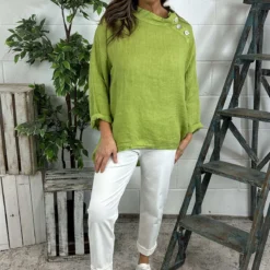 Bradley Linen Top Green -Kitandkaboodal Store IMG 7050 54a85f1a cb5c 4e7a 8598 45bf3cbee03f