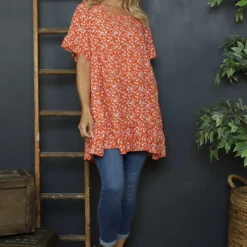 Pamber Ditsy Print Tunic Orange
