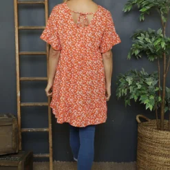 Pamber Ditsy Print Tunic Orange 9 Pamber Ditsy Print Tunic Orange -Kitandkaboodal Store IMG 7054 4950b203 35f7 46ca bd57 112736c7fc83