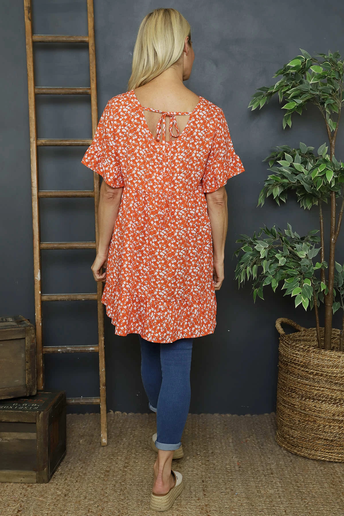 Pamber Ditsy Print Tunic Orange 6 Pamber Ditsy Print Tunic Orange - Image 4