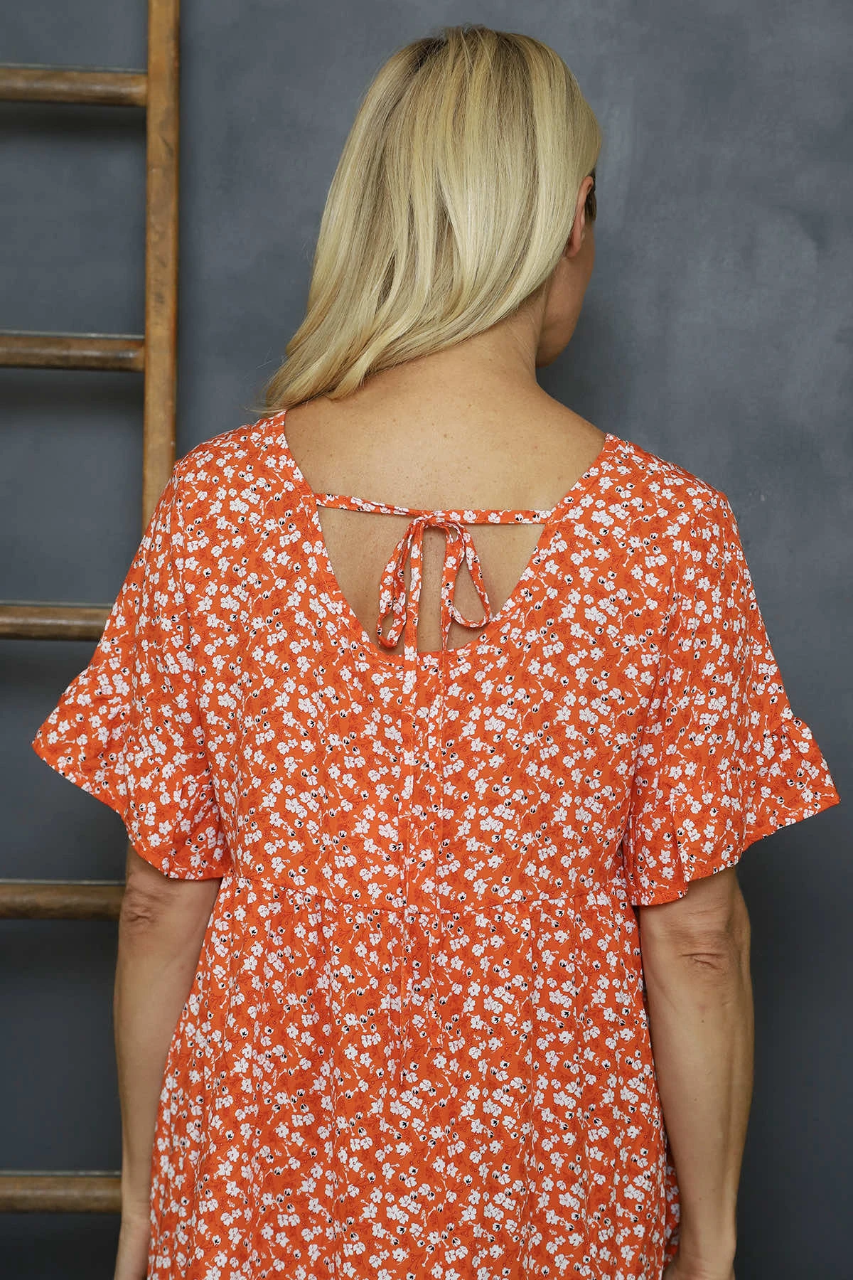 Pamber Ditsy Print Tunic Orange 4 Pamber Ditsy Print Tunic Orange - Image 2