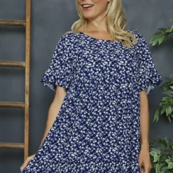 Pamber Ditsy Print Tunic Navy