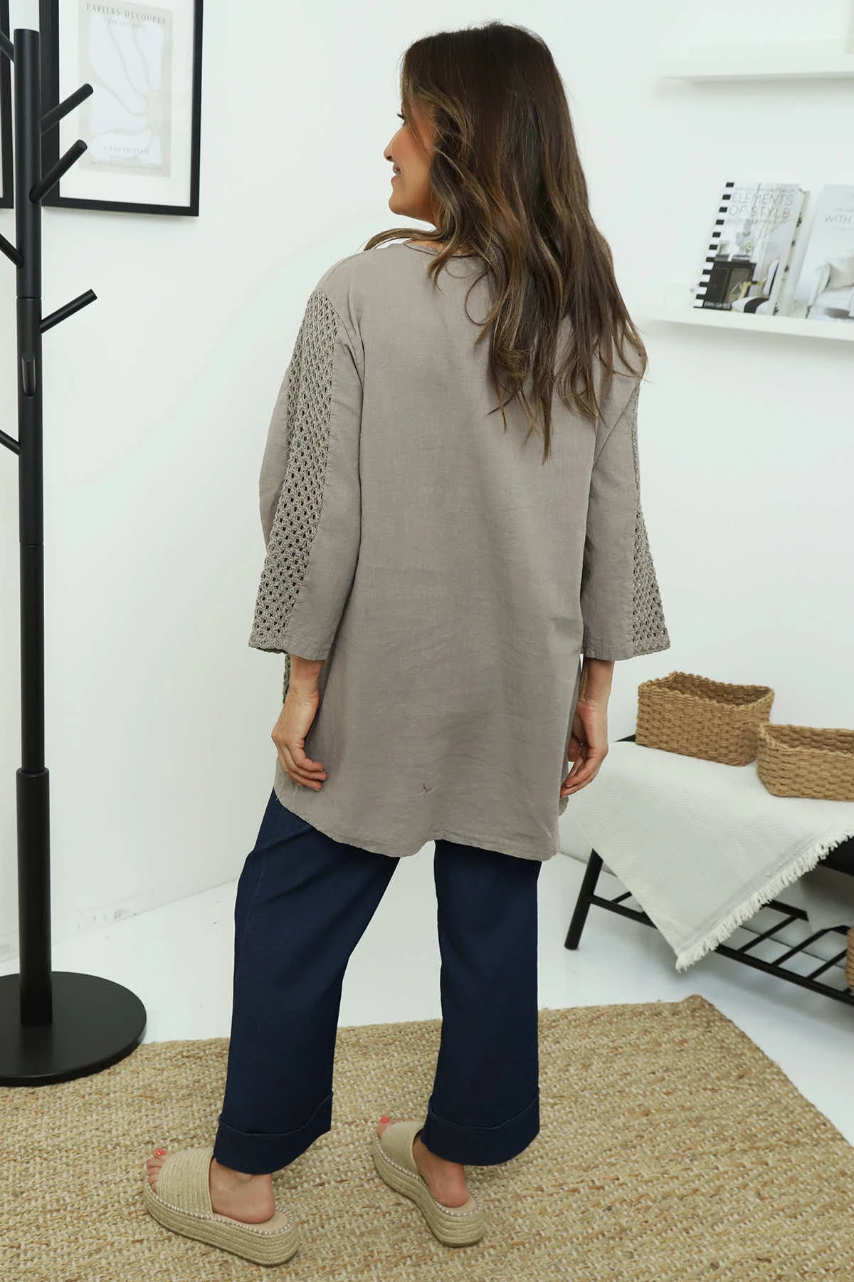 Selma Button Linen Top Mocha 6 Selma Button Linen Top Mocha - Image 4