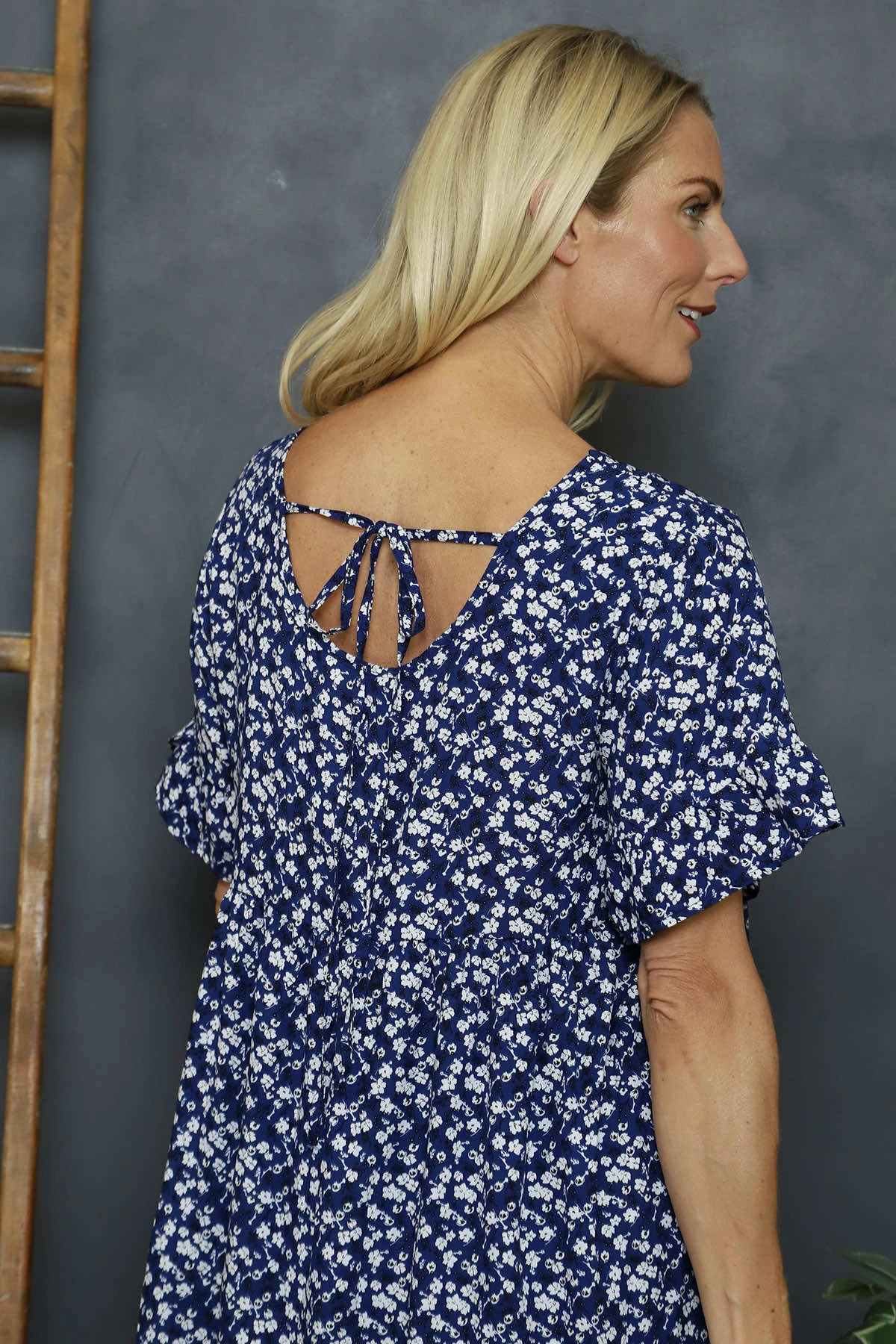 Pamber Ditsy Print Tunic Navy 4 Pamber Ditsy Print Tunic Navy - Image 2