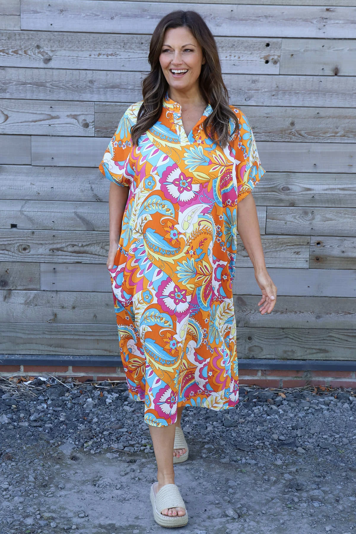 Zuri Psychedelic Print Dress Orange 3 Zuri Psychedelic Print Dress Orange