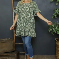 Pamber Ditsy Print Tunic Khaki 8 Pamber Ditsy Print Tunic Khaki -Kitandkaboodal Store IMG 7077 1ac44701 cefa 4aa5 bfbb 8004cf684a6e