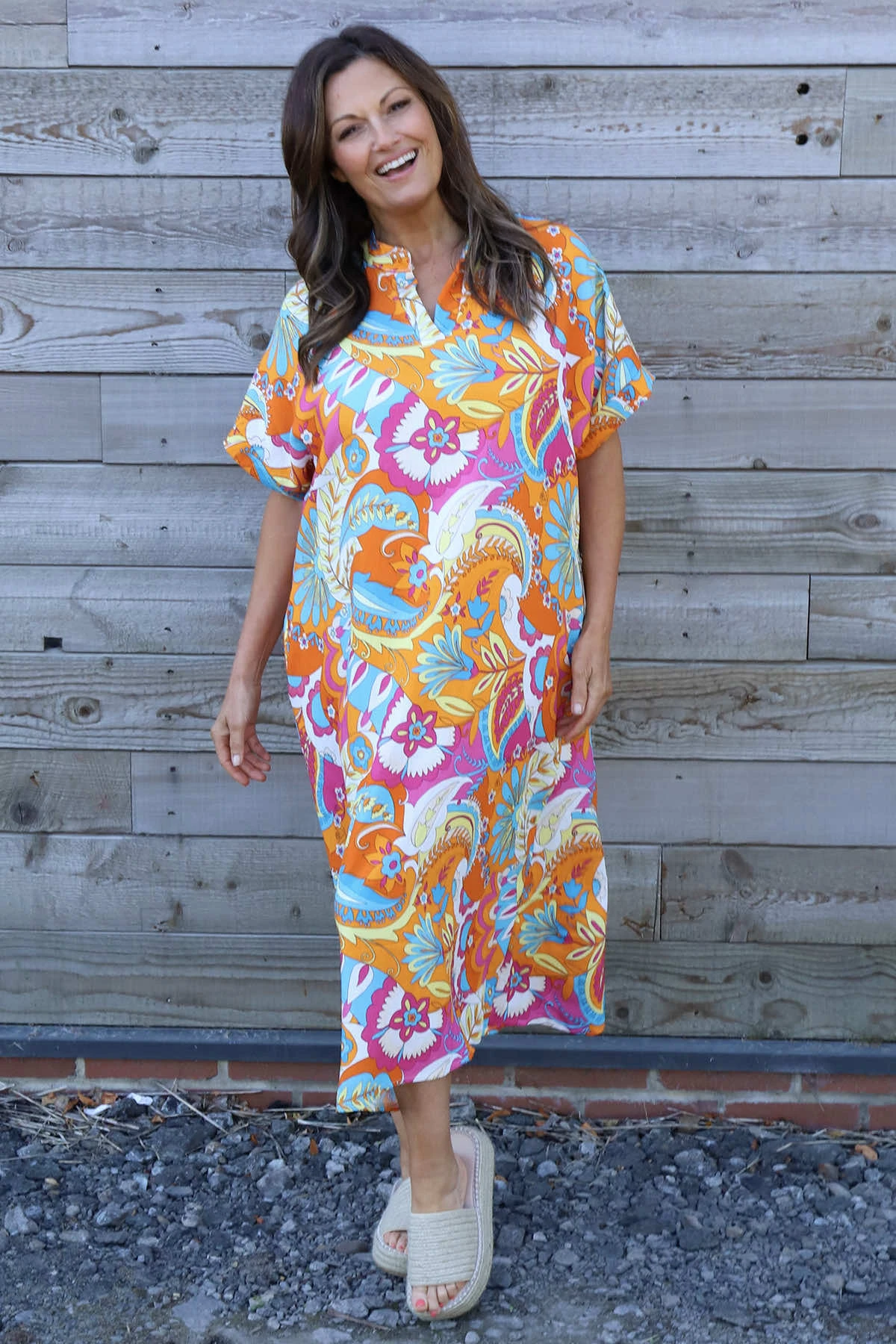 Zuri Psychedelic Print Dress Orange 4 Zuri Psychedelic Print Dress Orange - Image 2