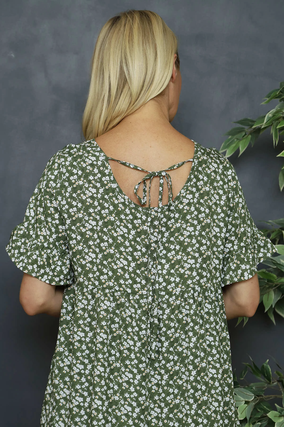 Pamber Ditsy Print Tunic Khaki 4 Pamber Ditsy Print Tunic Khaki - Image 2