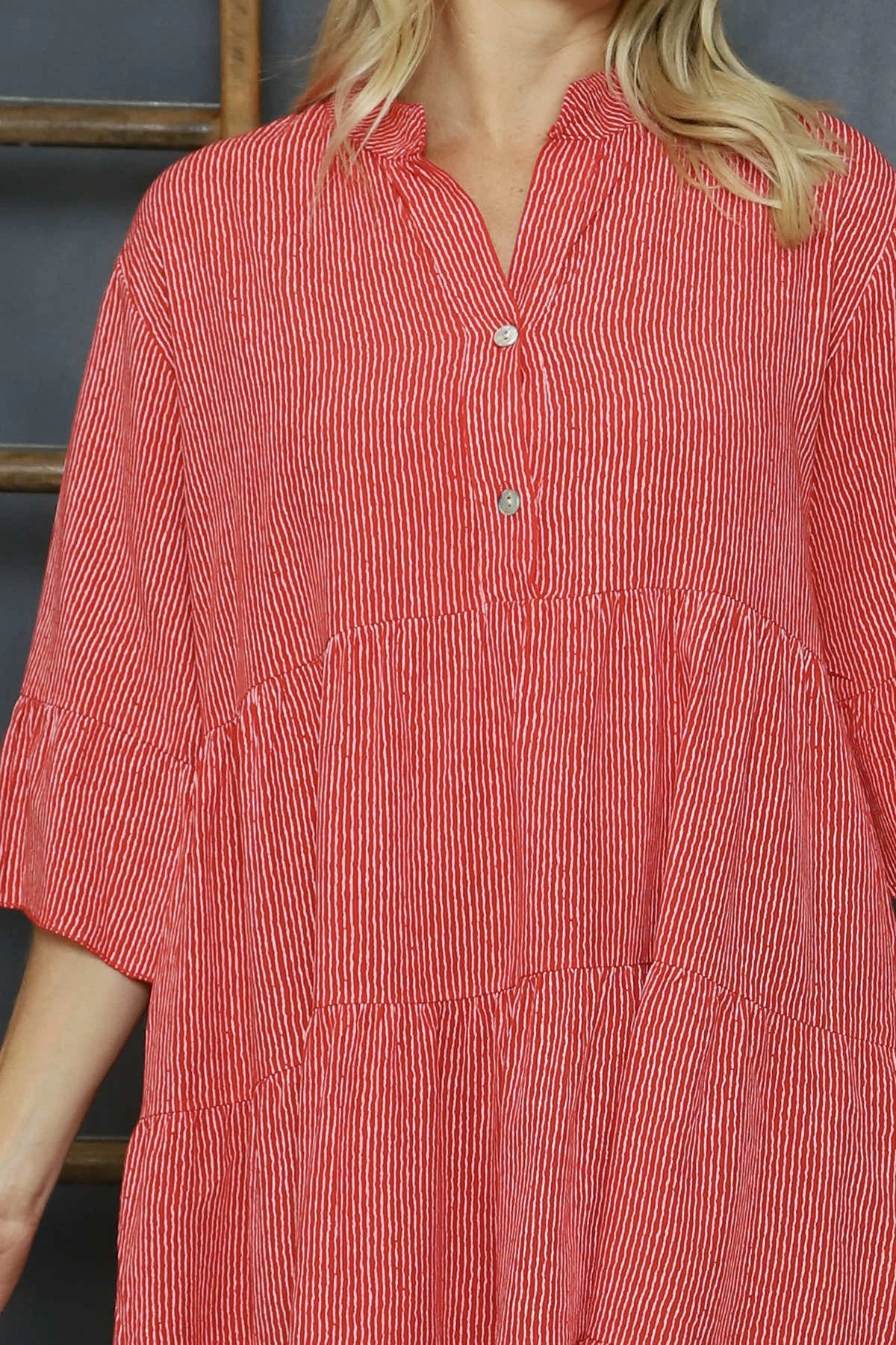 Bella Stripe Tunic Red 5 Bella Stripe Tunic Red - Image 3