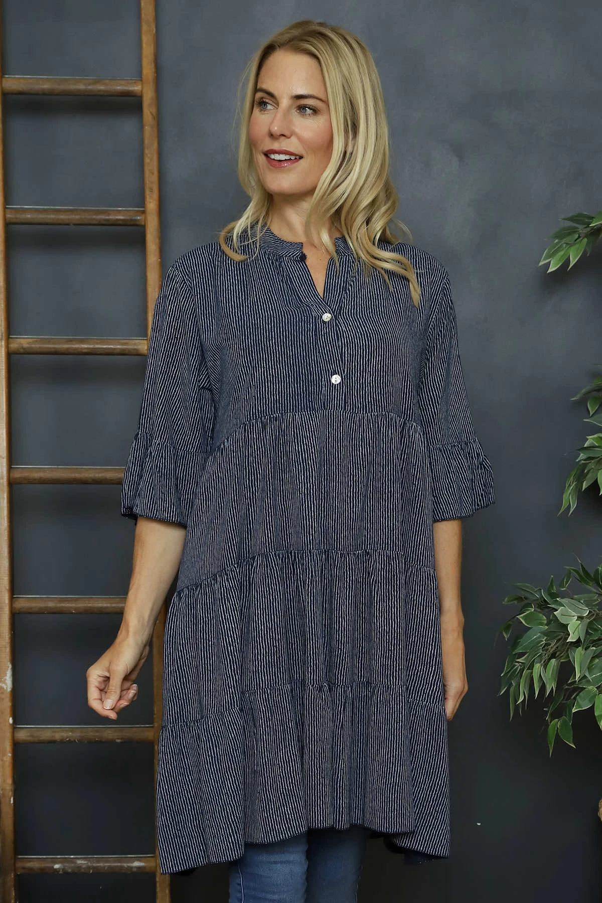 Bella Stripe Tunic Navy 4 Bella Stripe Tunic Navy - Image 2