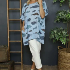 Gabriana Pisces Cotton Top Light Blue