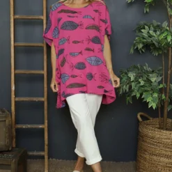 Gabriana Pisces Cotton Top Fuchsia