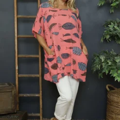 Gabriana Pisces Cotton Top Coral