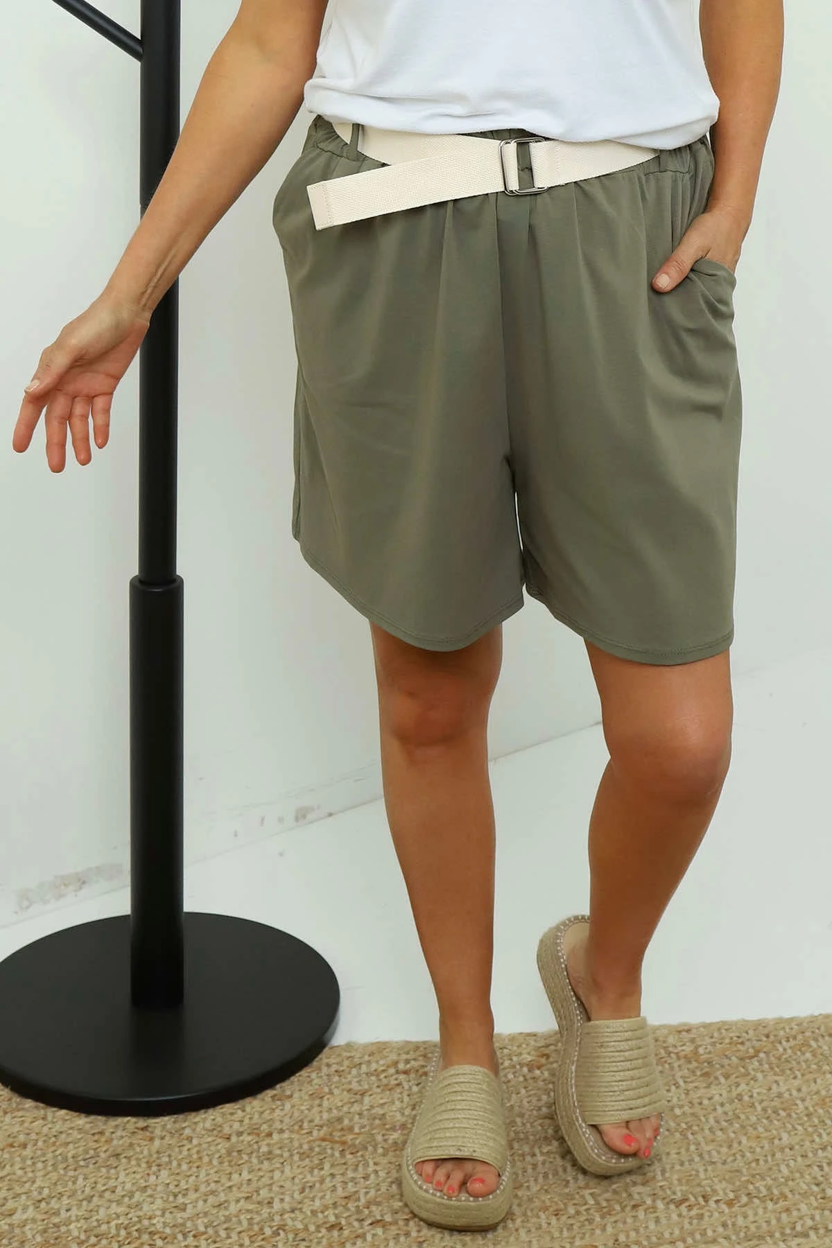 Samida Cotton Shorts Khaki 4 Samida Cotton Shorts Khaki - Image 3