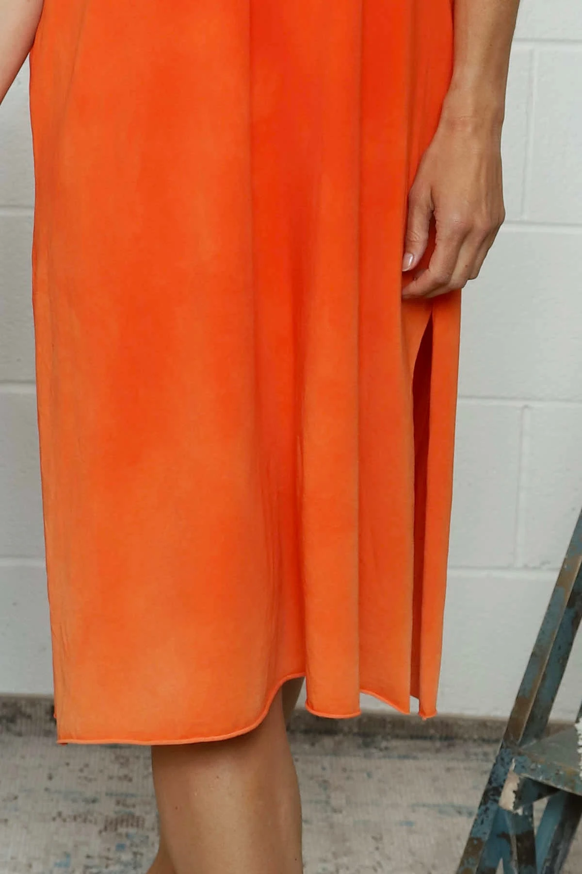 Verena V-Neck Cotton Tunic Orange 5 Verena V-Neck Cotton Tunic Orange - Image 3