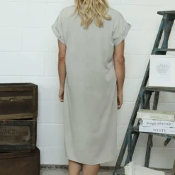 Verena V-Neck Cotton Tunic Grey -Kitandkaboodal Store IMG 7269 1ee76c27 8dae 4d40 a7d1 4c2febc3e446