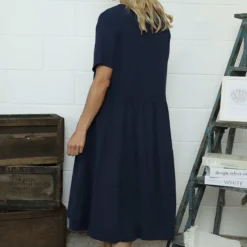 Sandown Puffball Cotton Dress Navy -Kitandkaboodal Store IMG 7290 d4ffdb4d 437b 4aff b3c8 73d8135570e4