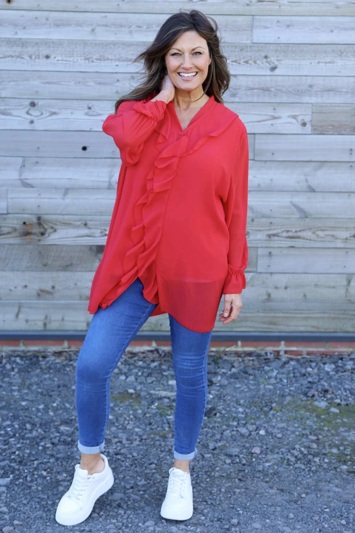 Dorota Shirt Tunic Red 4 Dorota Shirt Tunic Red - Image 2
