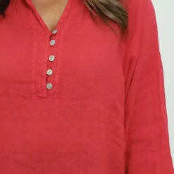 Tarna Button Linen Tunic Hot Pink 8 Tarna Button Linen Tunic Hot Pink -Kitandkaboodal Store IMG 7335 206996ec ee76 4b5d bb34 574a55a1feb5