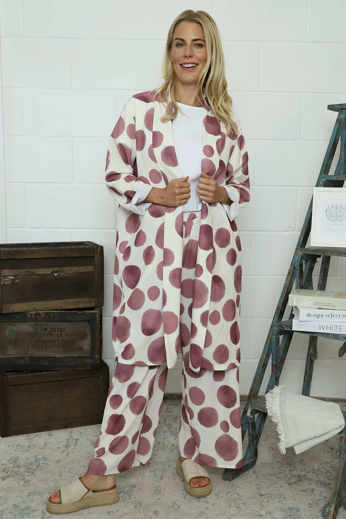 Inga Open Front Print Jacket Grape 4 Inga Open Front Print Jacket Grape - Image 2