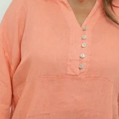 Tarna Button Linen Tunic Orange 8 Tarna Button Linen Tunic Orange -Kitandkaboodal Store IMG 7355 bfb854f5 773c 4402 9a8a 4c268652f8e1