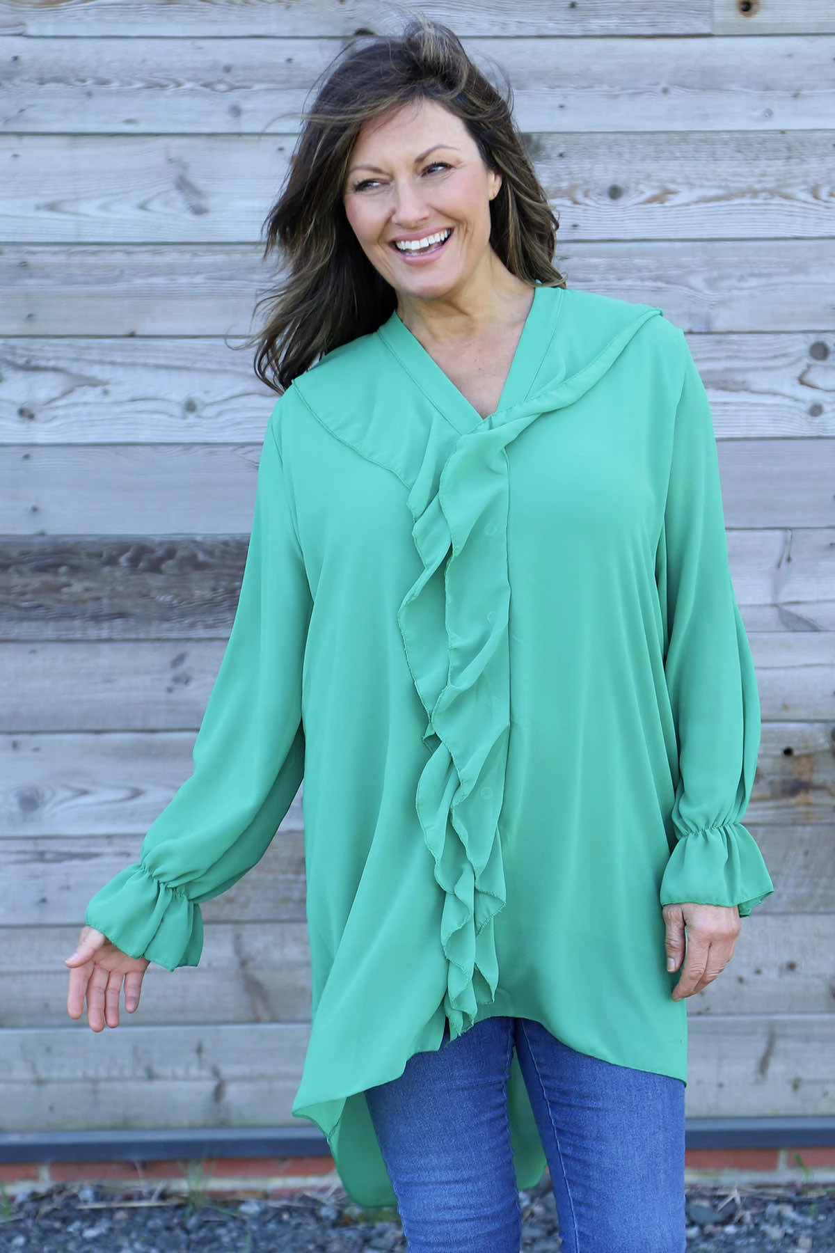 Dorota Shirt Tunic Emerald 4 Dorota Shirt Tunic Emerald - Image 2