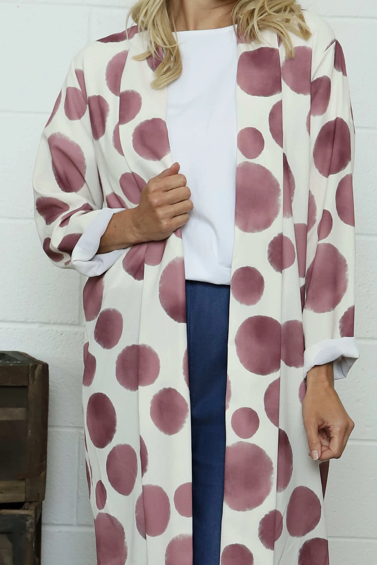 Inga Open Front Print Jacket Grape 5 Inga Open Front Print Jacket Grape - Image 3