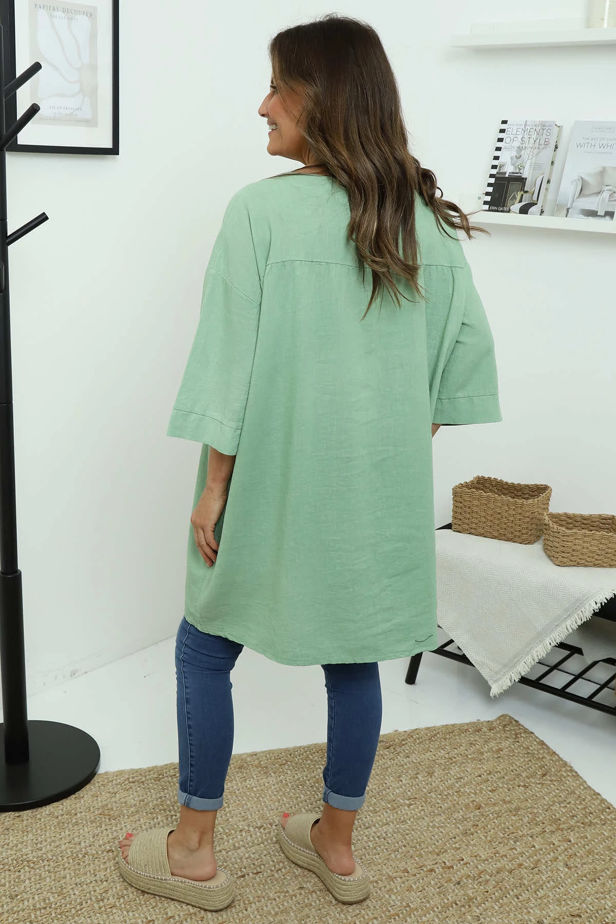 Glebe Linen Top Green 6 Glebe Linen Top Green - Image 4