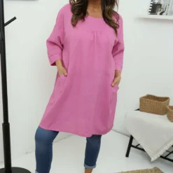 Glebe Linen Top Pink