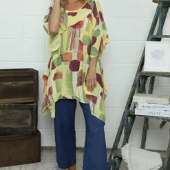 Betania Print Cotton Top Yellow