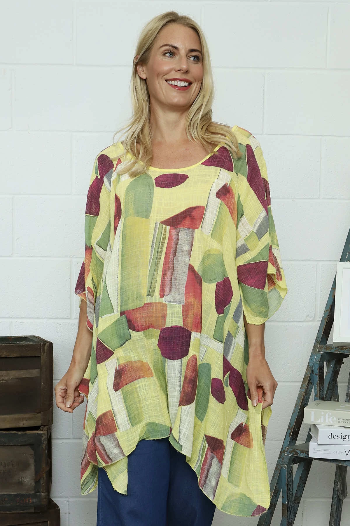 Betania Print Cotton Top Yellow 4 Betania Print Cotton Top Yellow - Image 2