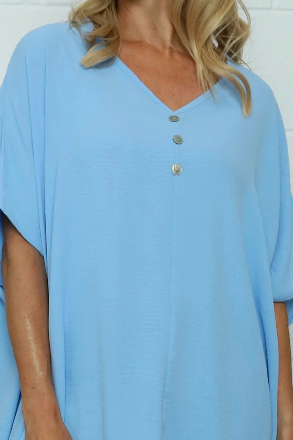 Lotus Button Top Powder Blue 5 Lotus Button Top Powder Blue - Image 3