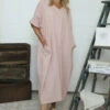 Marika V-Neck Linen Dress Pink 2 Marika V-Neck Linen Dress Pink -Kitandkaboodal Store IMG 7606 5dba57c1 f70d 43fa 9a2f 7d7d2b51bde3