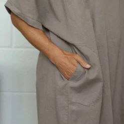 Marika V-Neck Linen Dress Mocha 8 Marika V-Neck Linen Dress Mocha -Kitandkaboodal Store IMG 7635 ff19bc1b 7df3 435b b7f1 3df4d4331d8a