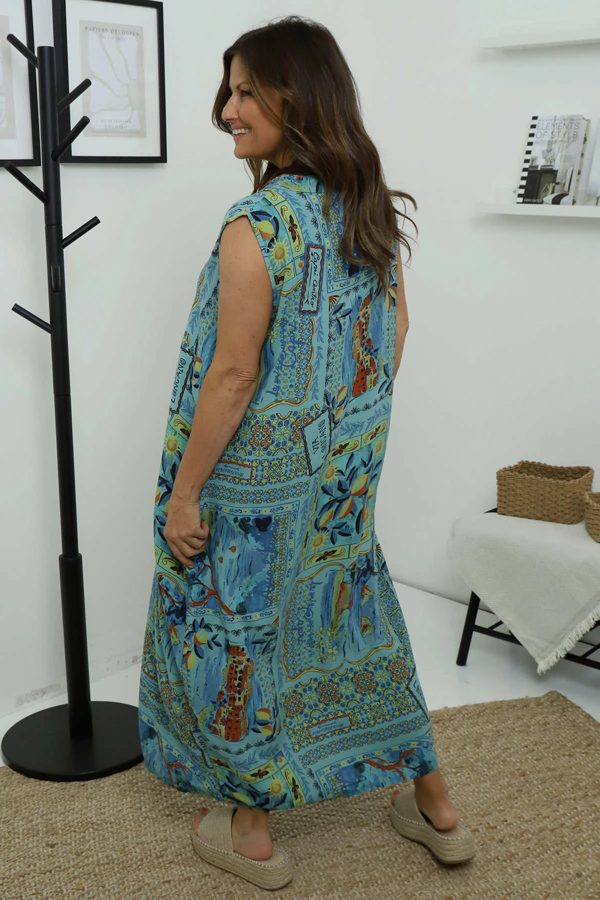 Bellona V-Neck Print Dress Sage Green 6 Bellona V-Neck Print Dress Sage Green - Image 4