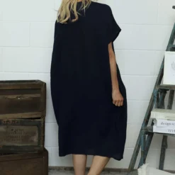 Fenella Linen Dress Navy -Kitandkaboodal Store IMG 7646 7b6fcc8f d2c5 479f 93de b66212201a11