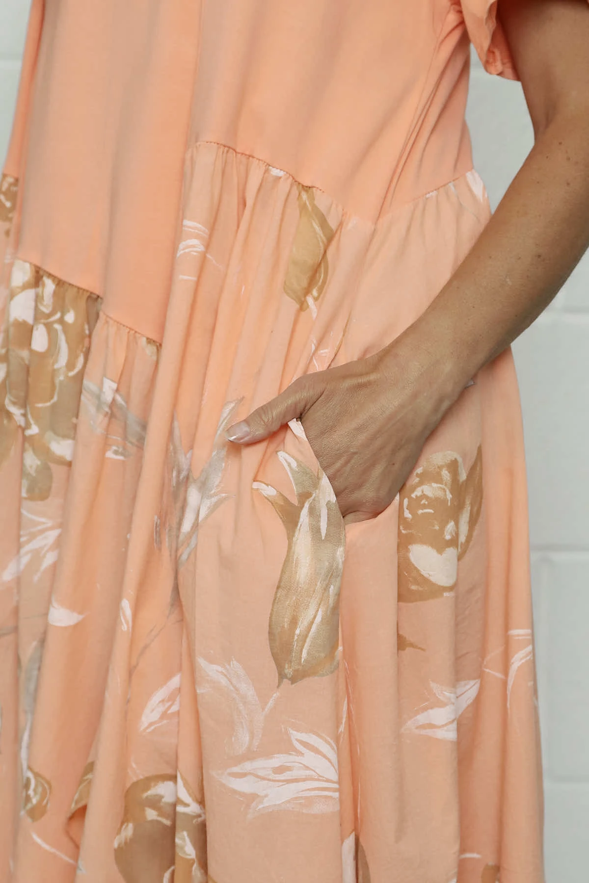 Tullia Botanical Print Cotton Dress Orange 5 Tullia Botanical Print Cotton Dress Orange - Image 3