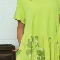 Tullia Botanical Print Cotton Dress Lime -Kitandkaboodal Store IMG 7674 70d81135 979c 4156 b7c1 2975278fd56b